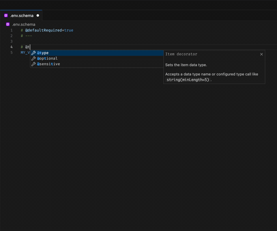 Type option completion